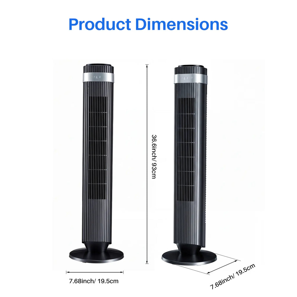 【New】Tower Fan for Bedroom, 28Db Silent Standing Fan with 12H Timer, Smart Auto Mode, 64° Oscillating Bladeless Cooling Fan for Home Office, Black