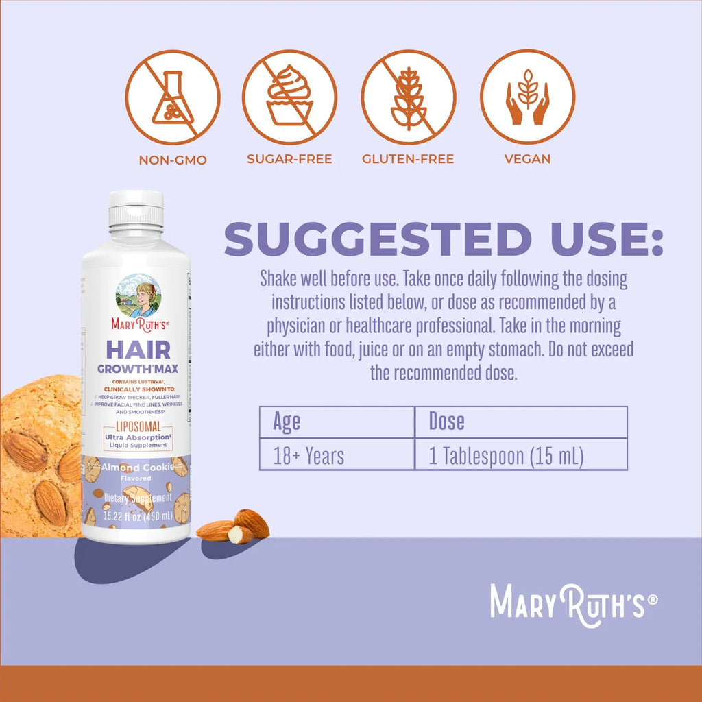 Maryruth’S Advanced Hair Care Trio Bundle - Daily Liquid Hair Formula 16 Oz (2-Pack) - Hair Growth Max Liposomal 15.22 Oz - Thicker, Fuller Hair - Improved Hair Density - Featuring Lustriva & Seszenbio