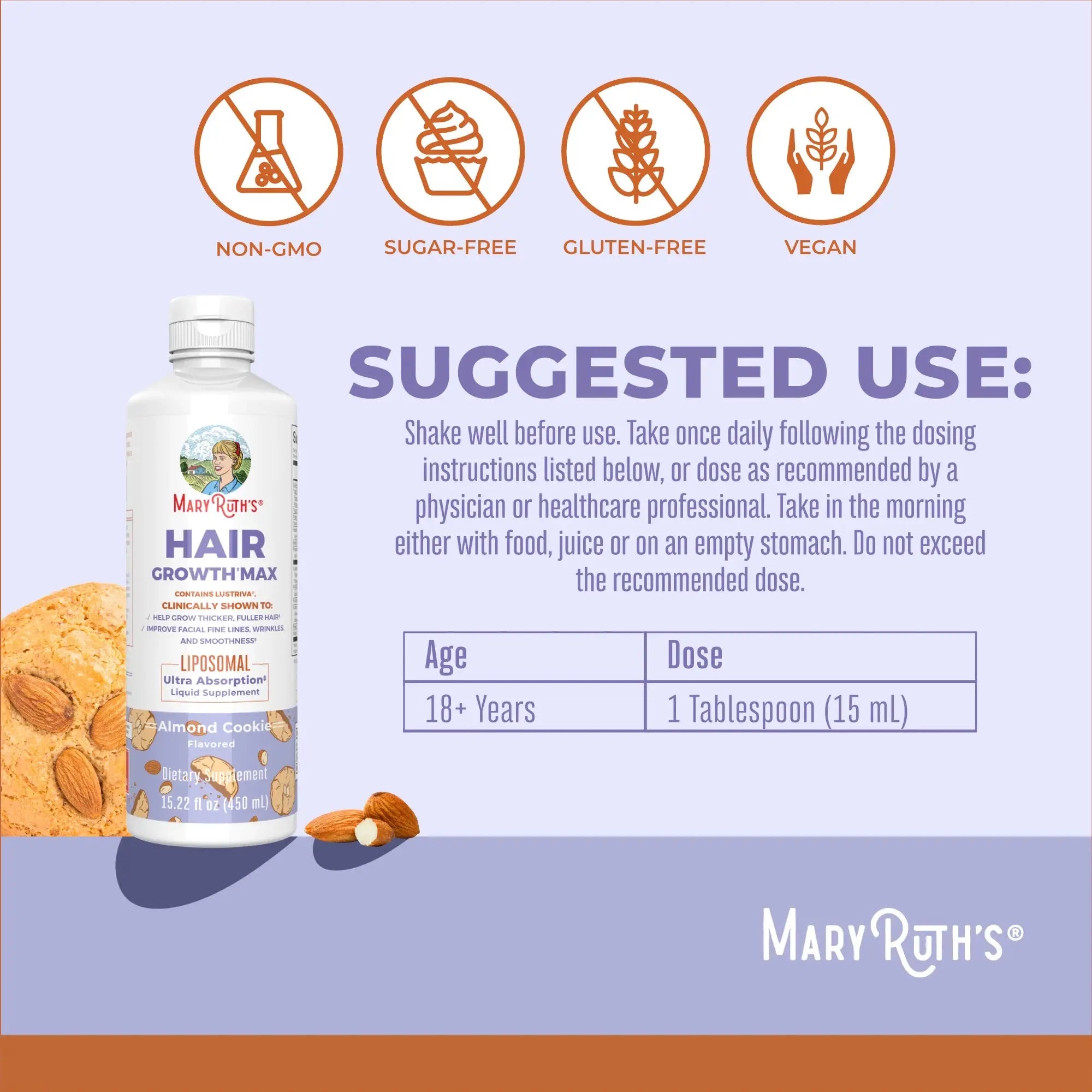 Maryruth’S Advanced Hair Care Trio Bundle - Daily Liquid Hair Formula 16 Oz (2-Pack) - Hair Growth Max Liposomal 15.22 Oz - Thicker, Fuller Hair - Improved Hair Density - Featuring Lustriva & Seszenbio