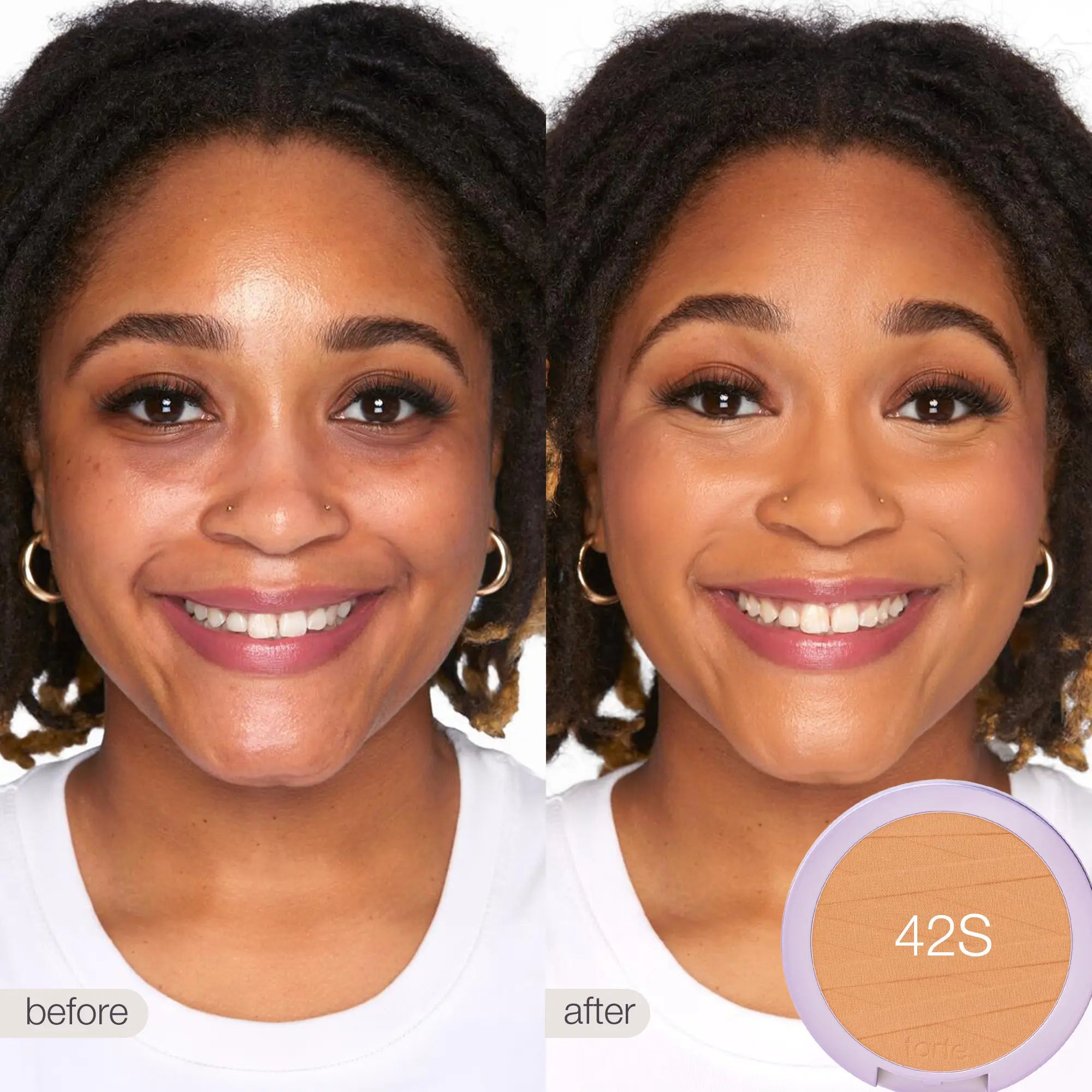 Tarte Shape Tape Powder Foundation & Brush Duo - Medium Coverage, Natural Matte Finish + Foundation Brush for Flawless Skin