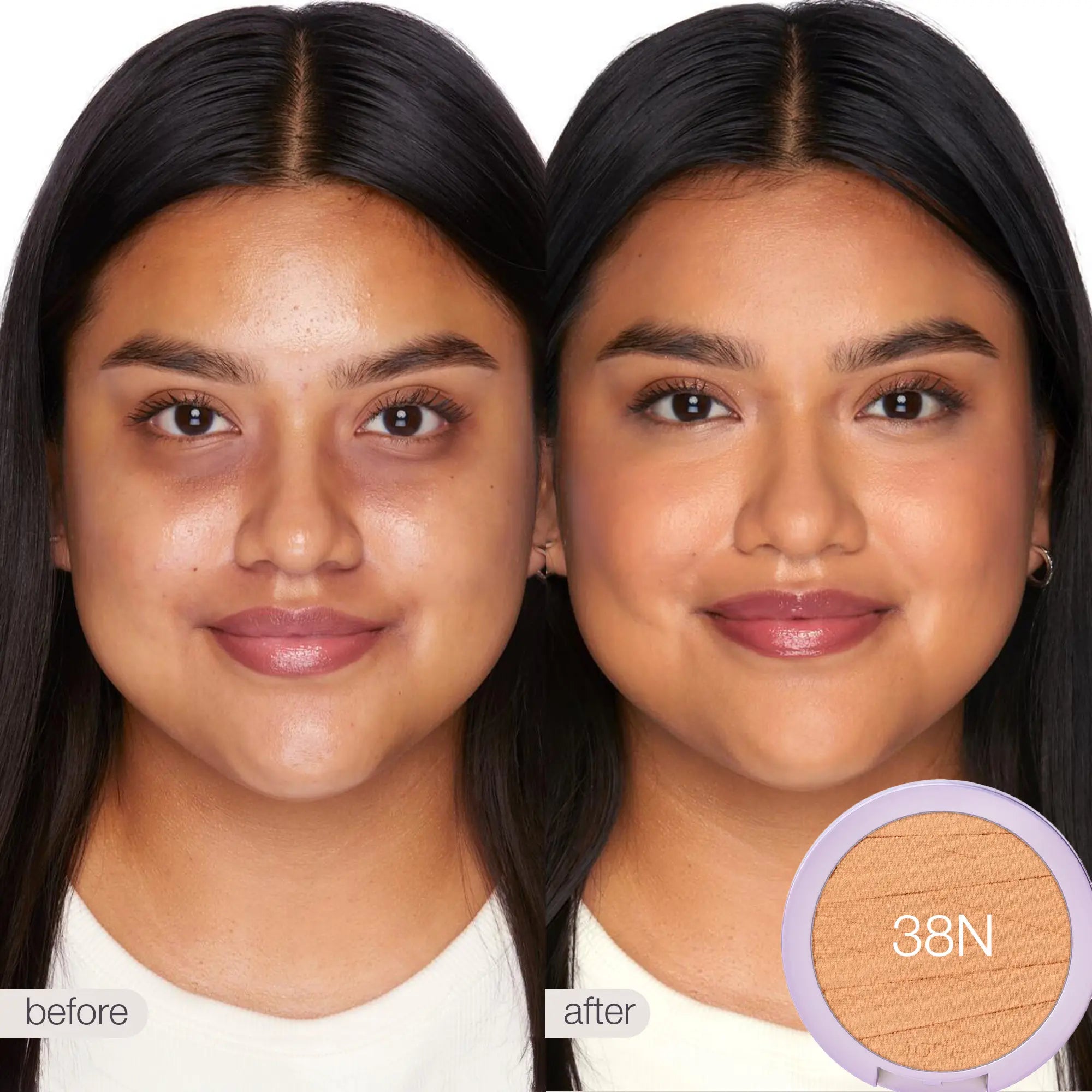 Tarte Shape Tape Powder Foundation & Brush Duo - Medium Coverage, Natural Matte Finish + Foundation Brush for Flawless Skin