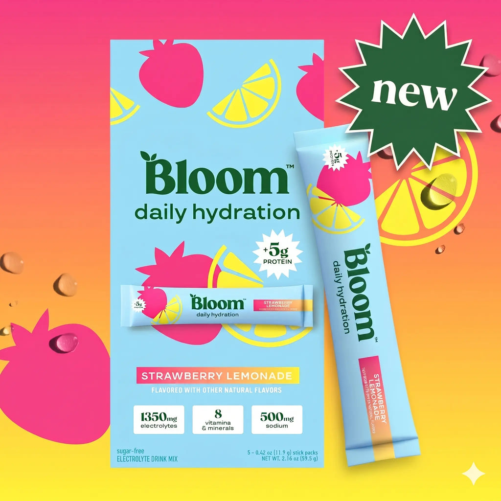 New - Bloom Nutrition Daily Hydration Sticks (5 Sticks) - 1350Mg Electrolytes, 5G Clear Whey Protein & Collagen, 8 Key Vitamins, Sugar-Free Drink Mix for Hydration, Recovery & Skin Health