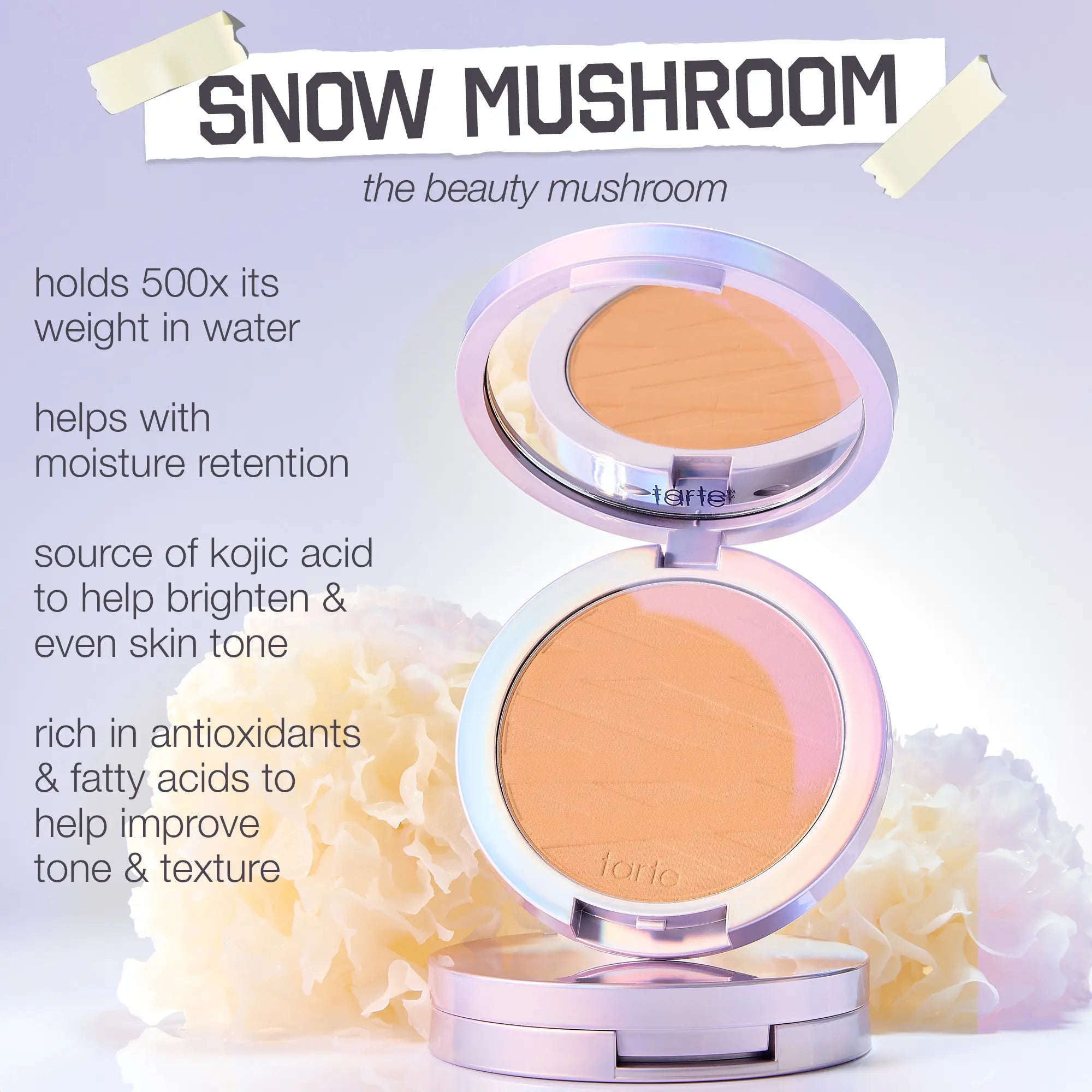 Tarte Shape Tape Powder Foundation & Brush Duo - Medium Coverage, Natural Matte Finish + Foundation Brush for Flawless Skin