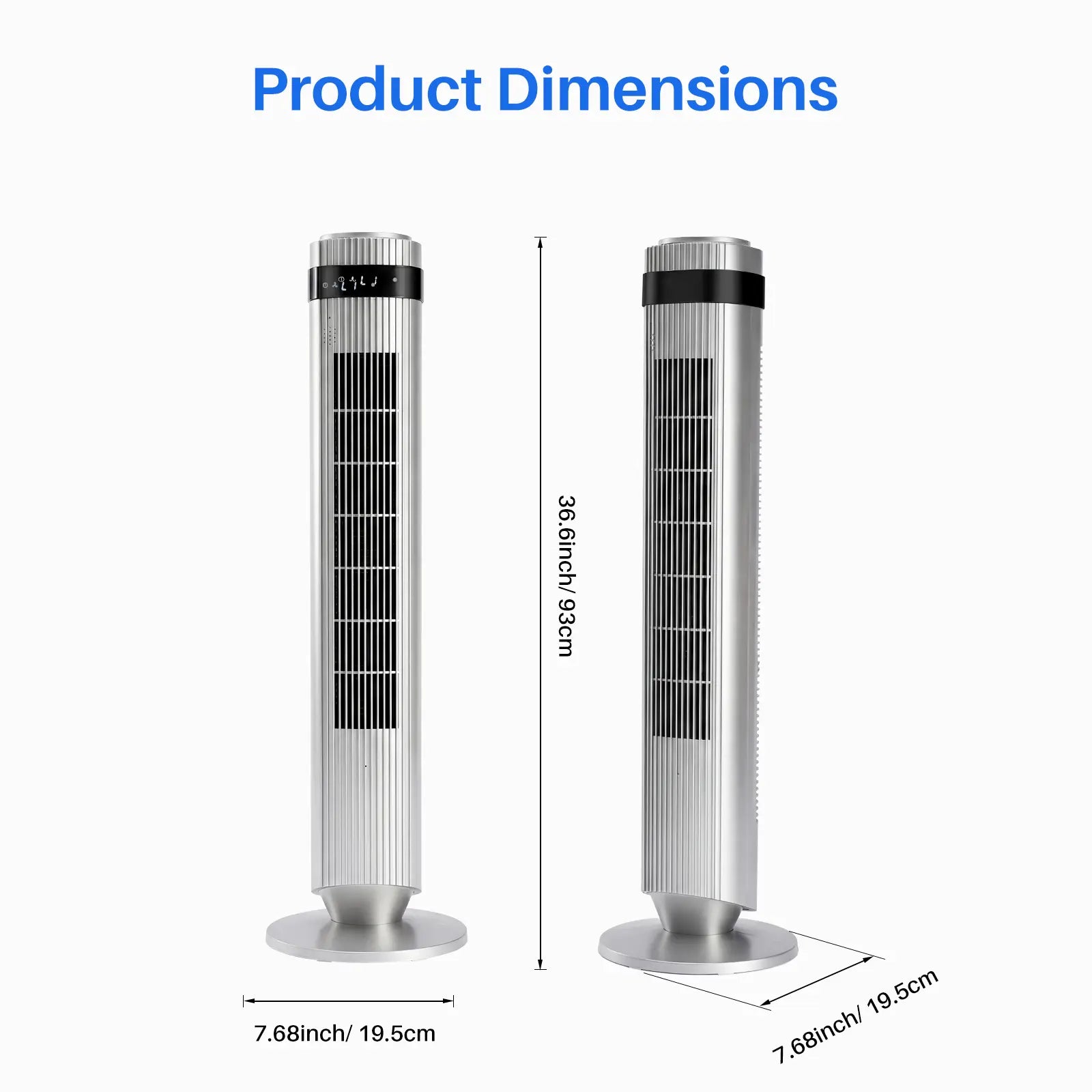 【New】Tower Fan for Bedroom, 28Db Silent Standing Fan with 12H Timer, Smart Auto Mode, 64° Oscillating Bladeless Cooling Fan for Home Office, Black