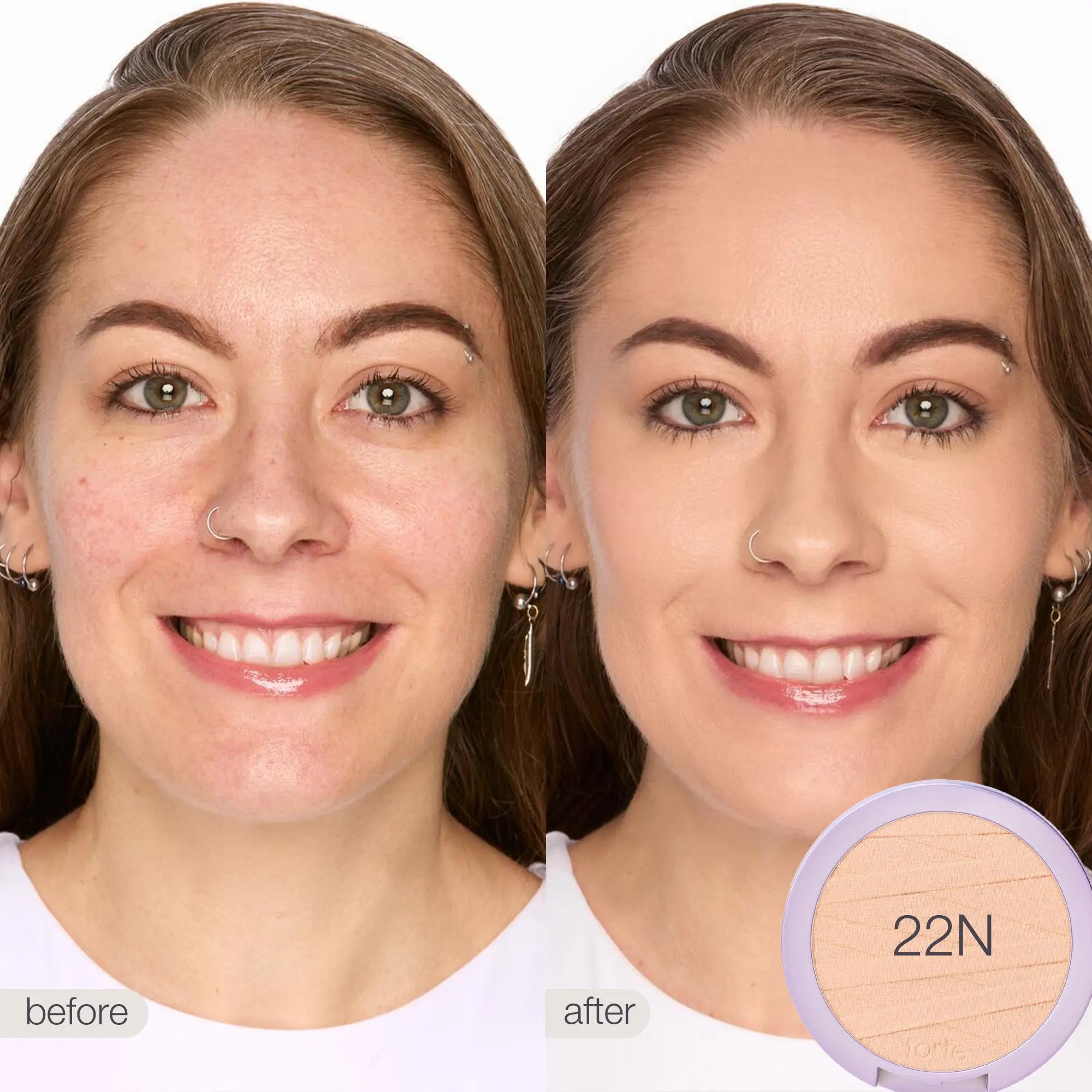 Tarte Shape Tape Powder Foundation & Brush Duo - Medium Coverage, Natural Matte Finish + Foundation Brush for Flawless Skin