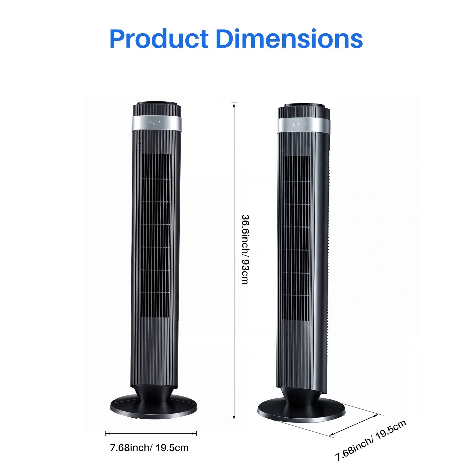 【New】Tower Fan for Bedroom, 28Db Silent Standing Fan with 12H Timer, Smart Auto Mode, 64° Oscillating Bladeless Cooling Fan for Home Office, Black