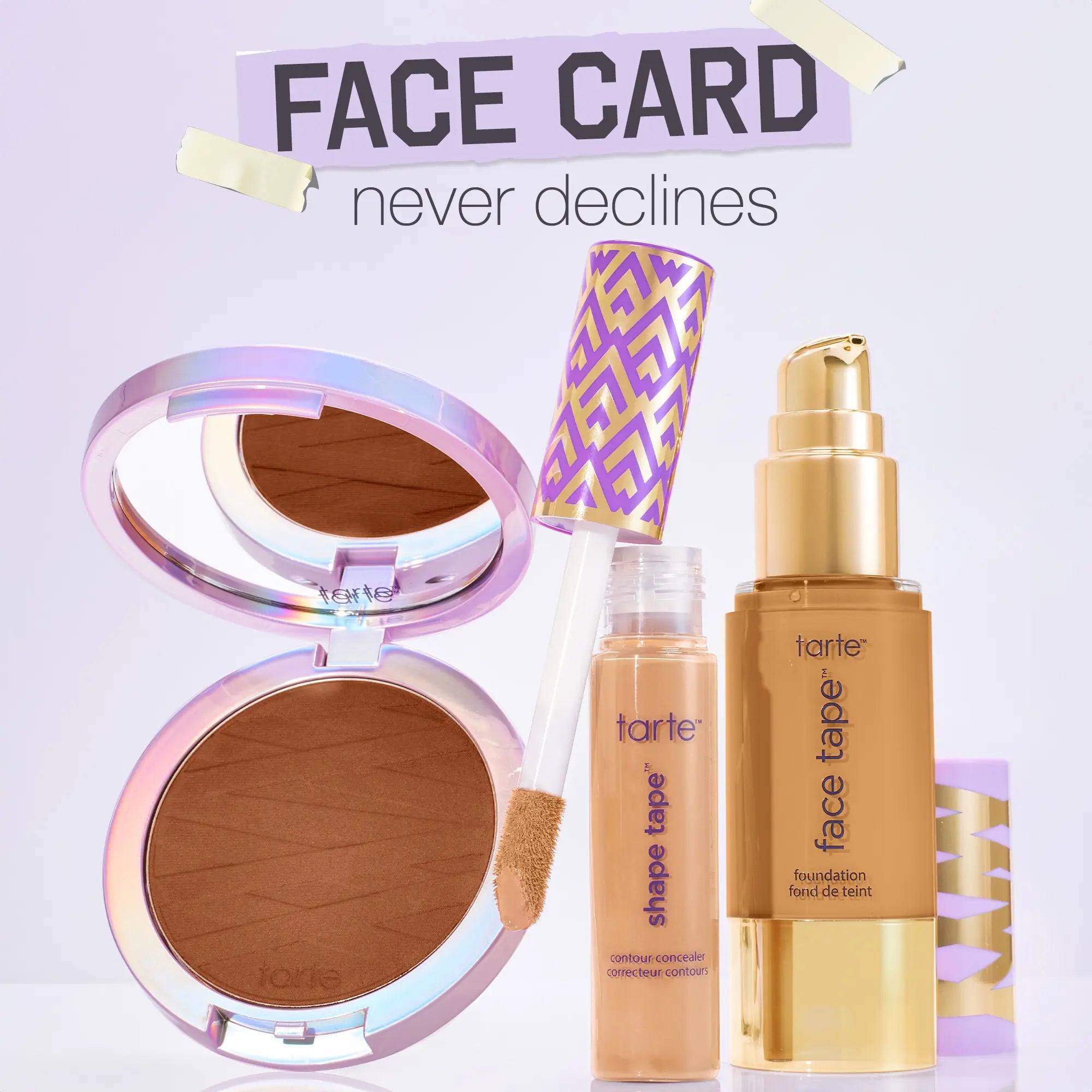 Tarte Shape Tape Powder Foundation & Brush Duo - Medium Coverage, Natural Matte Finish + Foundation Brush for Flawless Skin