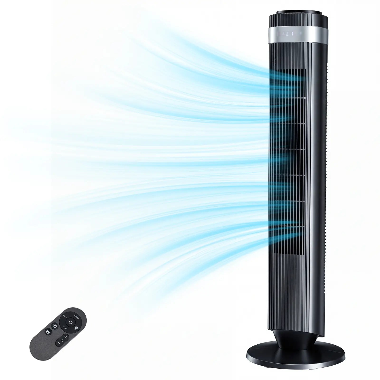 【New】Tower Fan for Bedroom, 28Db Silent Standing Fan with 12H Timer, Smart Auto Mode, 64° Oscillating Bladeless Cooling Fan for Home Office, Black