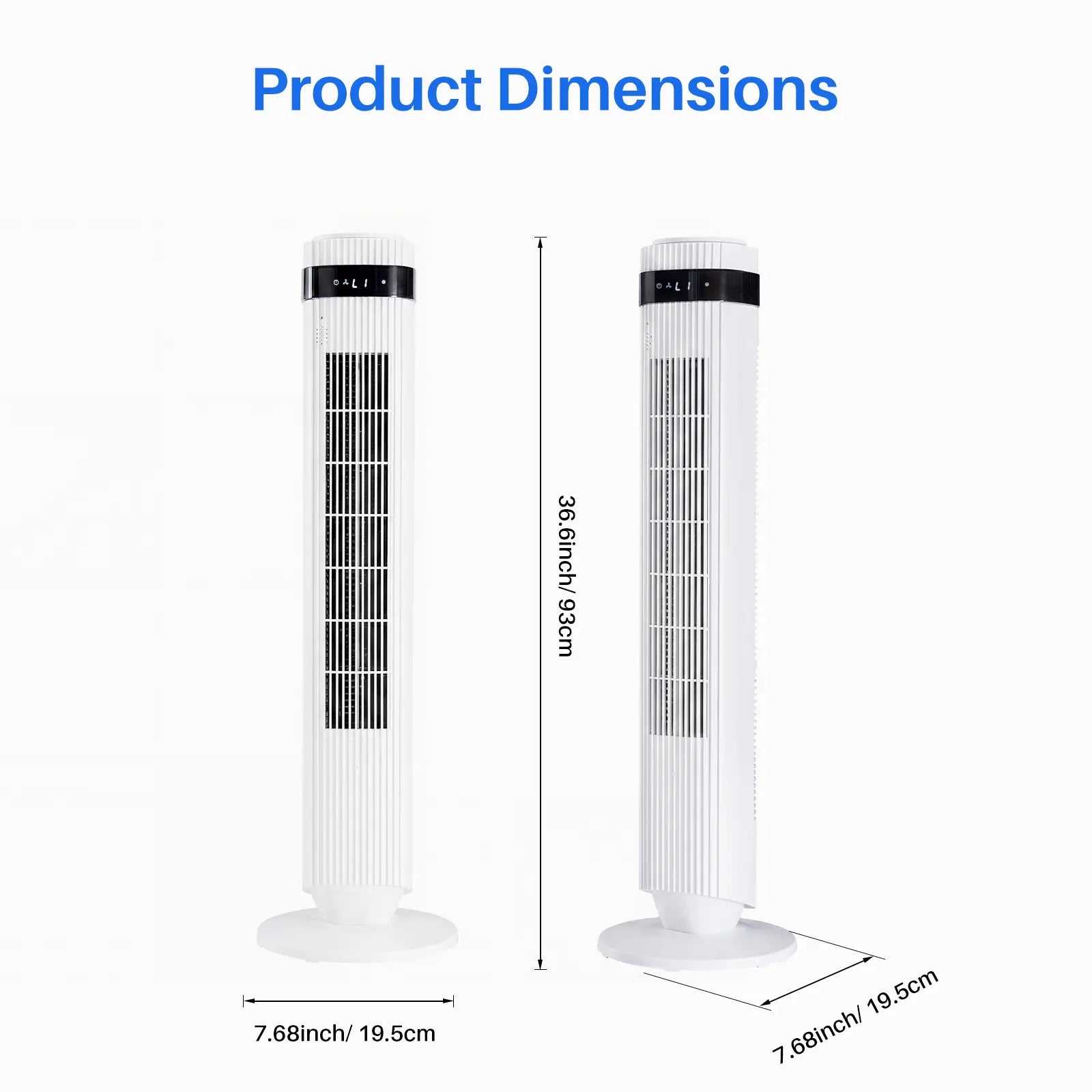 【New】Tower Fan for Bedroom, 28Db Silent Standing Fan with 12H Timer, Smart Auto Mode, 64° Oscillating Bladeless Cooling Fan for Home Office, Black